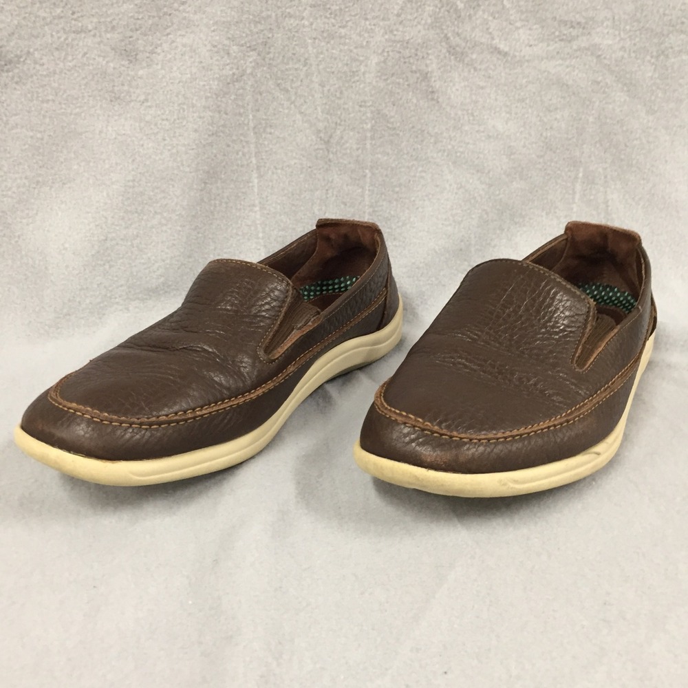 SAS Mens Brown Pebbled Leather Slip On Loafers Moc Toe Walking Shoes Size 8.5 M